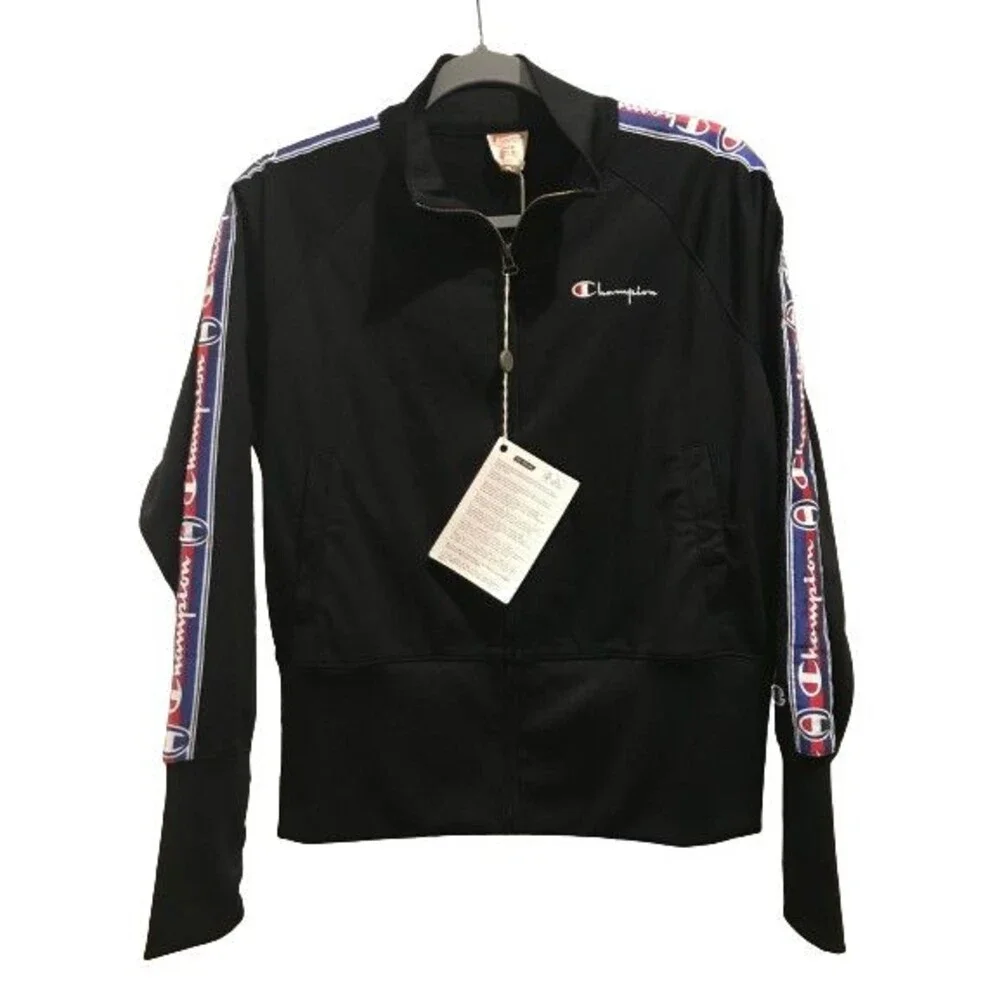 Youth Large Champion Track Jacket Black Zip up w/ Pockets